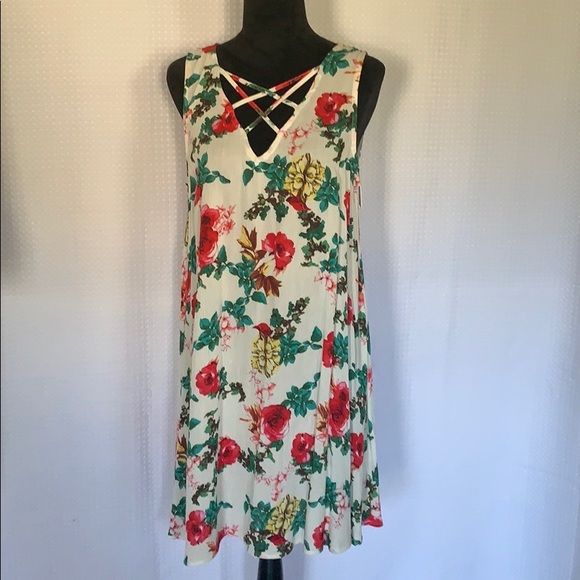 Umgee Sleeveless Floral Print Dress Size Med NWT - Picture 7 of 8